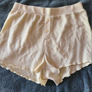 Frilled Tan Pajama Shorts